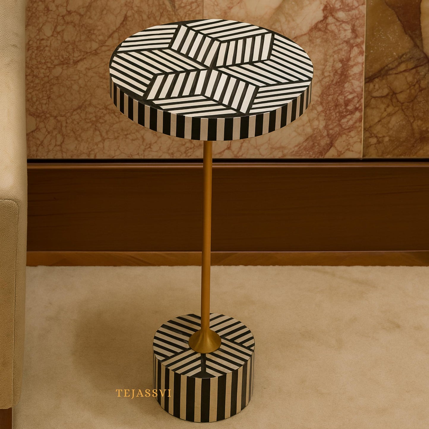 Handmade Bone Inlay Wooden Drink Table | Bone Inlay End Table | Bone Inlay Antique sofa side Table, Modern Luxury cocktail table Furniture