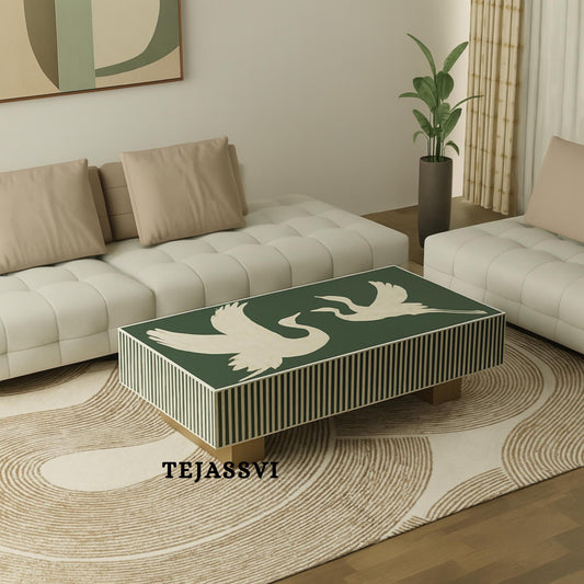 BONE Inlay  Coffee Table / Centre Table, Bone Inlay Honeycomb  Coffee Table Handmade Bone Inlay Modern Pattern Furniture