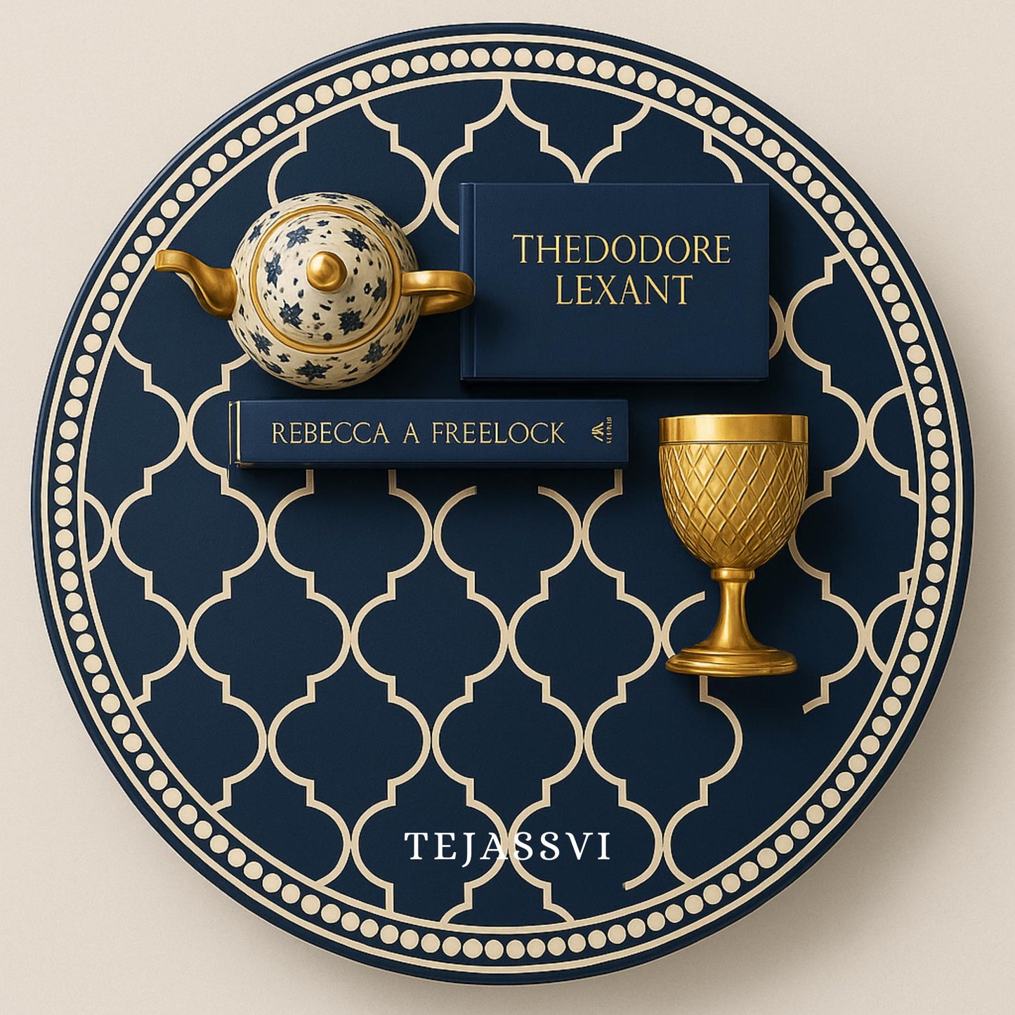 BONE Inlay Round Coffee Table / Centre Table, Bone Inlay Stripped Round Coffee Table Handmade Bone Inlay Modern Pattern Furniture