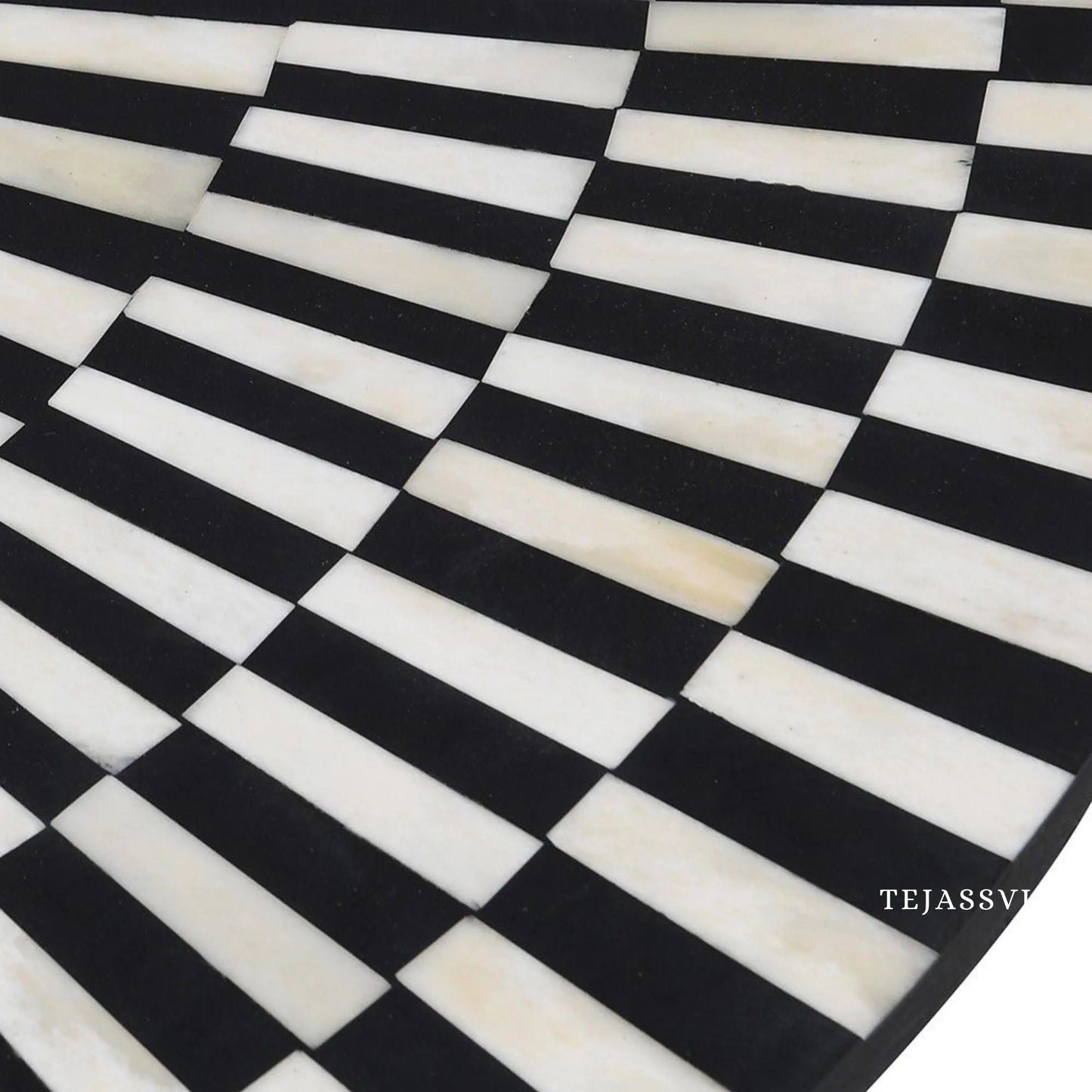 BONE Inlay Round Coffee Table / Centre Table, Bone Inlay Stripped Round Coffee Table Handmade Bone Inlay Modern Pattern Furniture