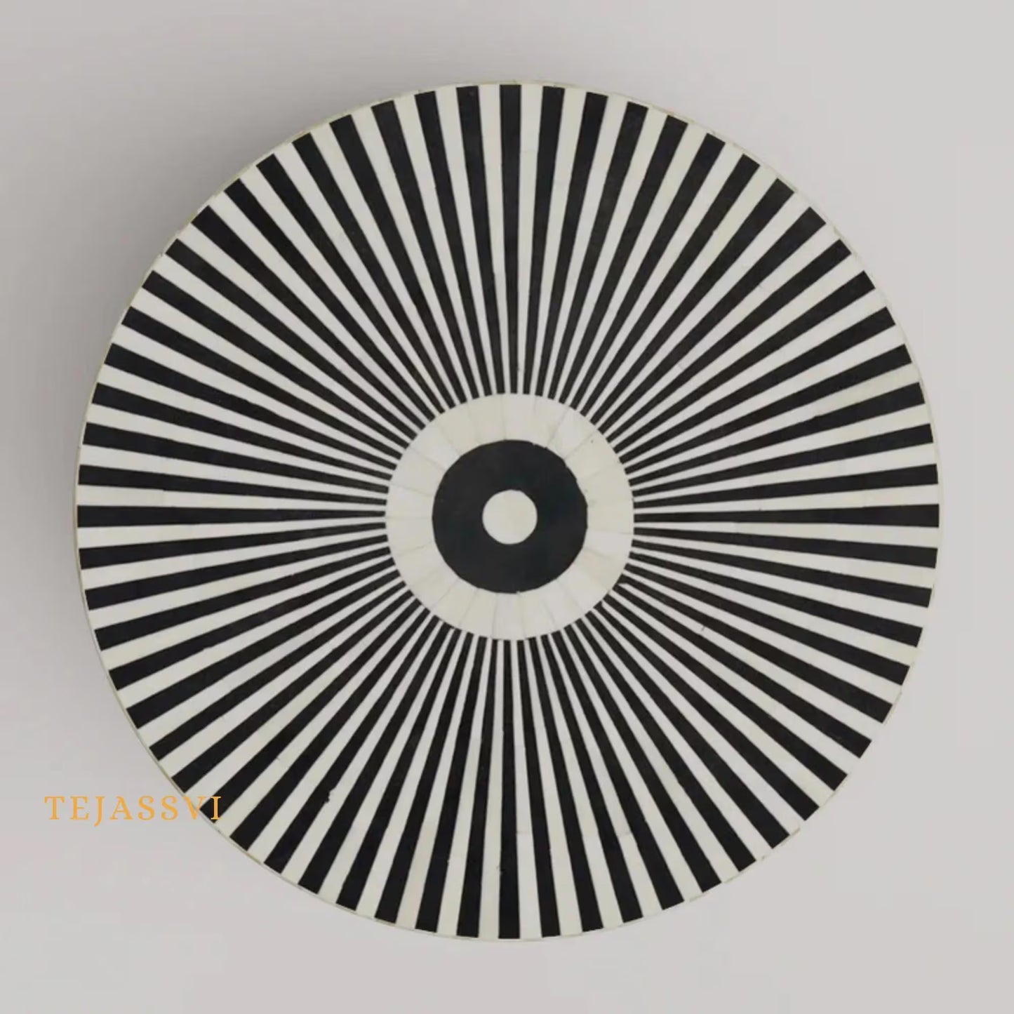 BONE Inlay Round Coffee Table / Centre Table, Bone Inlay Stripped Round Coffee Table Handmade Bone Inlay Modern Pattern Furniture