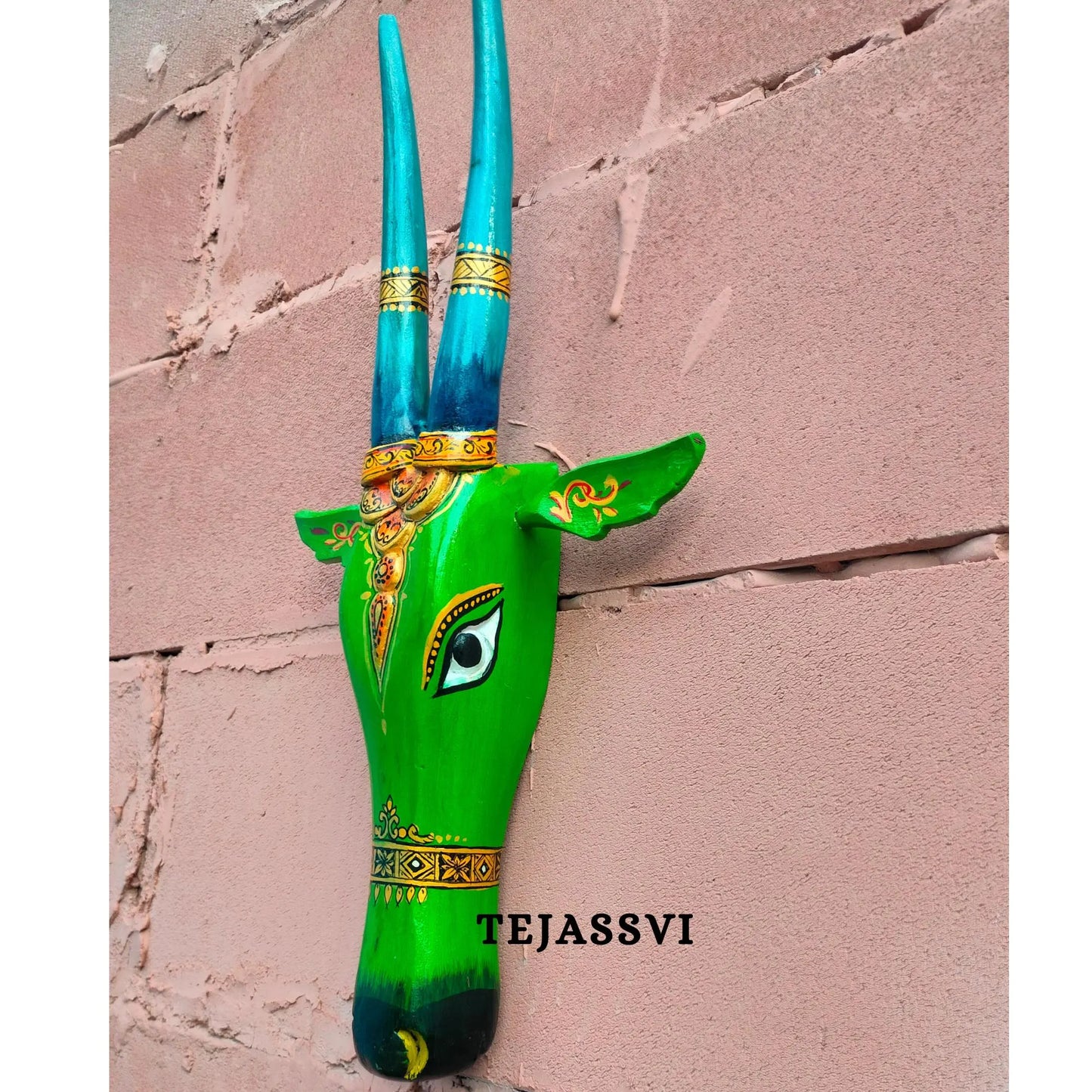 Wooden Cow Head 18 Inches | Bull | Nandi Head Mask Wall Décor. Wooden Wall Hanging. Ethnic Indian Art Best Minimalist Gift Idea for Christmas/Diwali