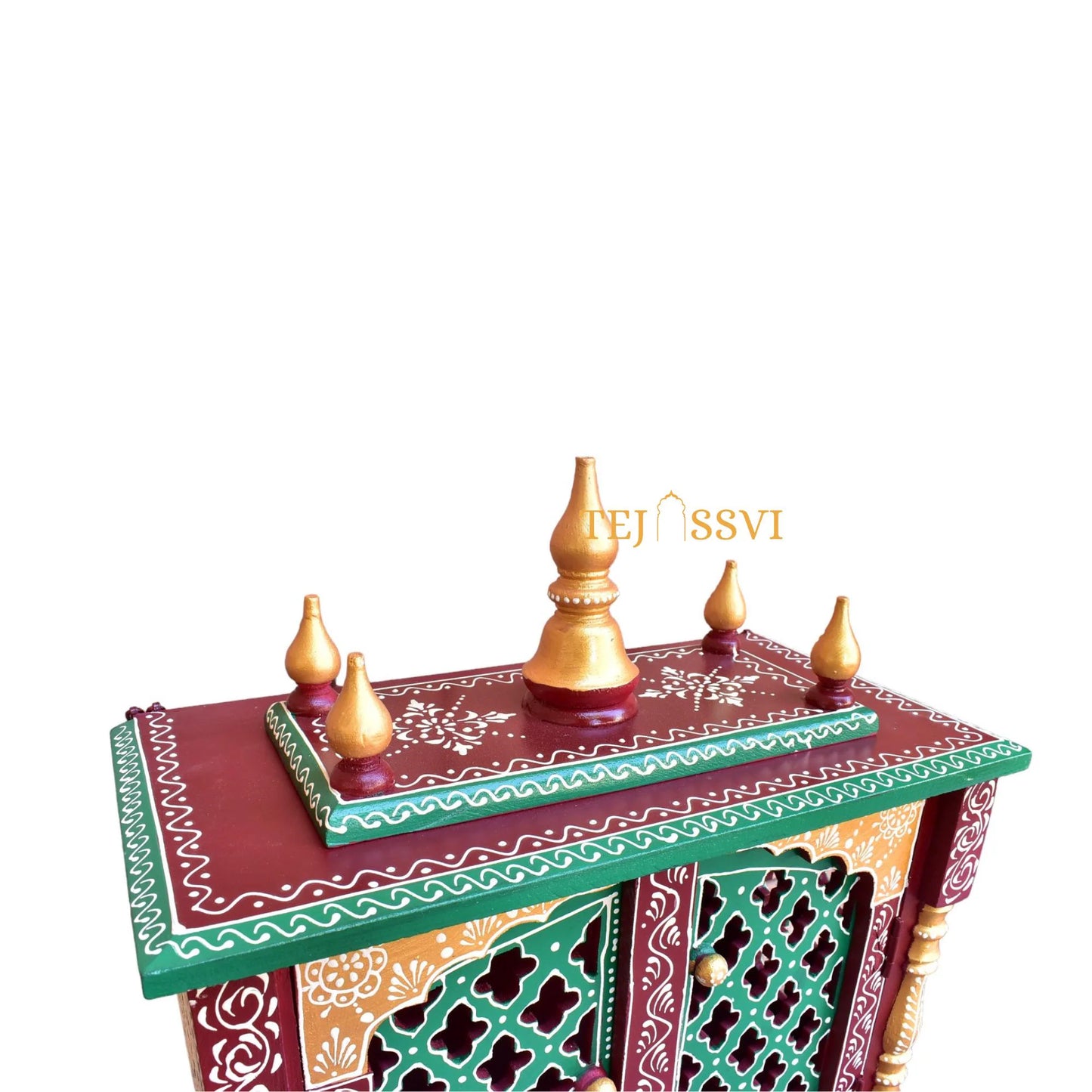 WOODEN TEMPLE POOJA Mandir with Door | Buy Wall Hanging Large Wooden Temple this Diwali | Wooden Prayer Room Alter Handmade Brown Pooja Ghar
