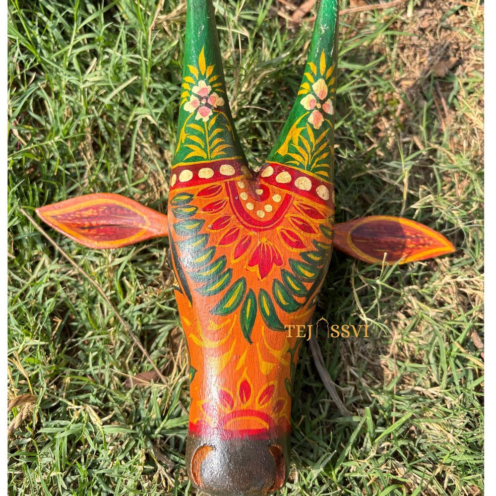 Wooden Cow Head | Bull | Nandi Head Mask Wall Décor / Wooden Wall Hanging / Ethnic Indian Art Best Minimalist Gift Idea for Christmas/Diwali.