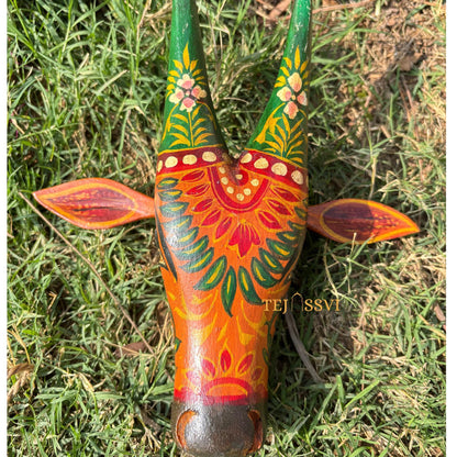 Wooden Cow Head | Bull | Nandi Head Mask Wall Décor / Wooden Wall Hanging / Ethnic Indian Art Best Minimalist Gift Idea for Christmas/Diwali.