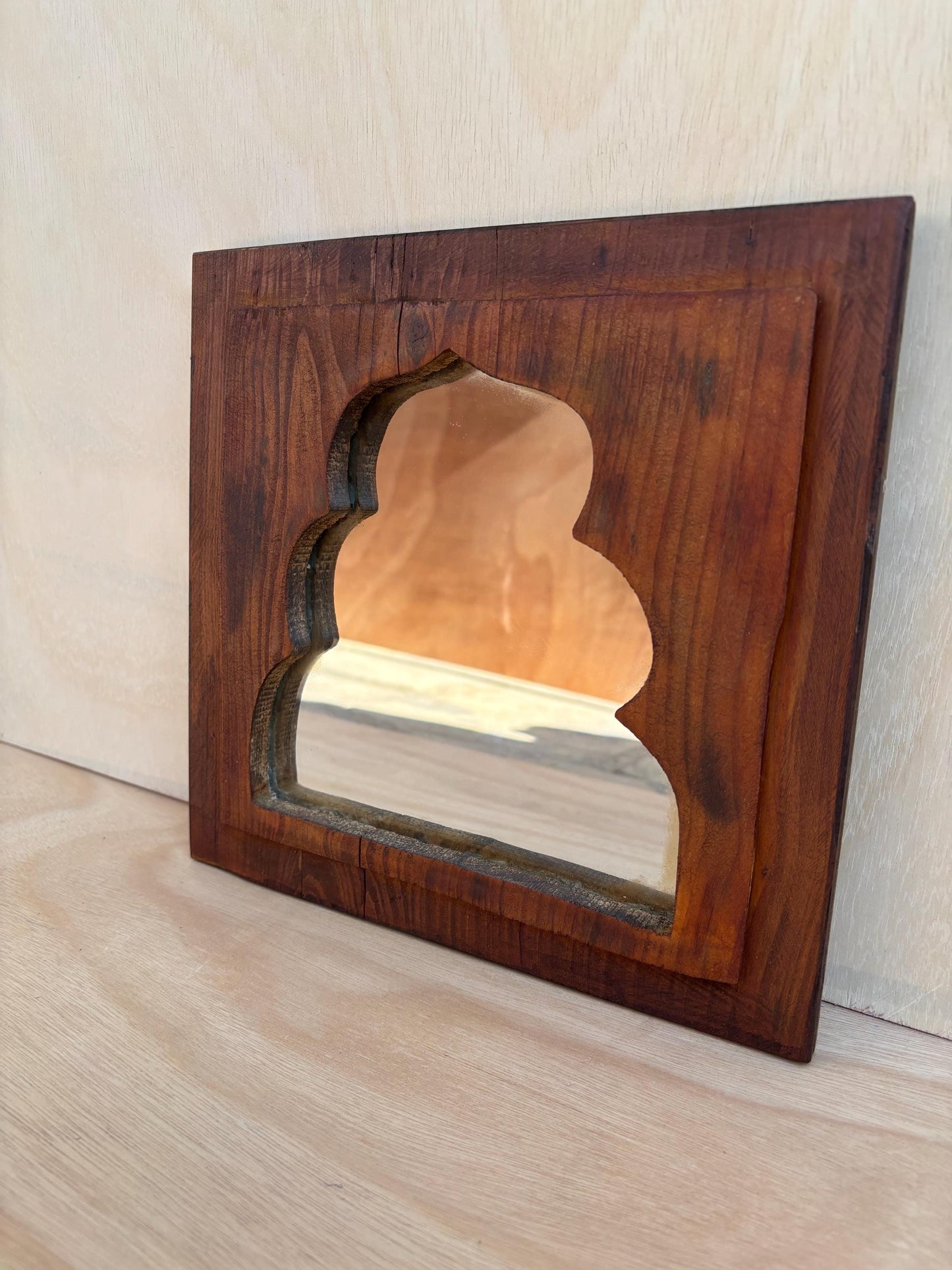 antique wooden mirror wall hanging for decoration.