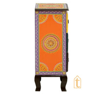 Indian Wooden Hand painted Wooden Chest Drawers / Side Table /  Chest of Drawers for Living Room | Traditional Side Table with Drawers | Bedside table.
