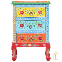 Hand painted Wooden Bedside Table Drawer-Almirah / Bedroom Decorative Night Lamp Stand Table / Beautiful Painted Wooden Cupboard.
