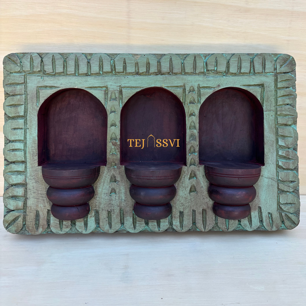 Handmade Rajasthani Jharokha Wall Art: Carved Wood Décor / Wooden Rajasthani Jharokha Wall Décor Frame .