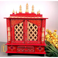 Handcrafted Wooden Pooja Room Temple: Wall Hanging Mandir with Door