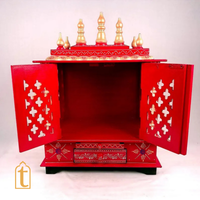 Handcrafted Wooden Pooja Room Temple: Wall Hanging Mandir with Door