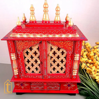Handcrafted Wooden Pooja Room Temple: Wall Hanging Mandir with Door