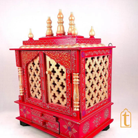 Handcrafted Wooden Pooja Room Temple: Wall Hanging Mandir with Door