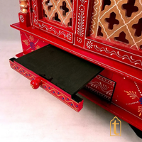 Handcrafted Wooden Pooja Room Temple: Wall Hanging Mandir with Door
