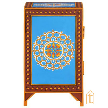 Wooden painted bedside table / bedside cabinet with hand painting/ Bedside cupboard/ Indian painted bedside cabinet/ painted bedside.