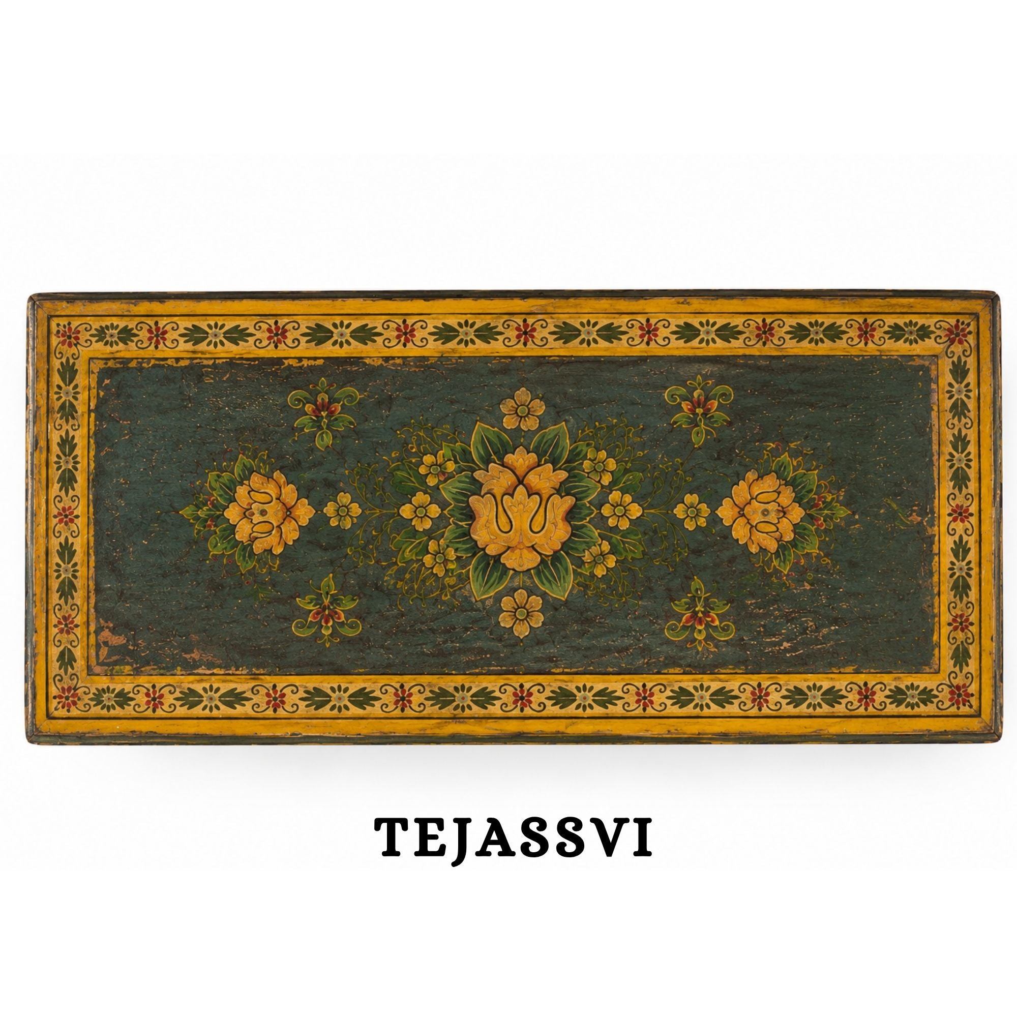Wooden Indian Floral Designed Side Storage / Cabinet | Bedside, Side Table, Hand Painted, Wooden Big Cabinet, Living Room Furniture, Fine Panting.