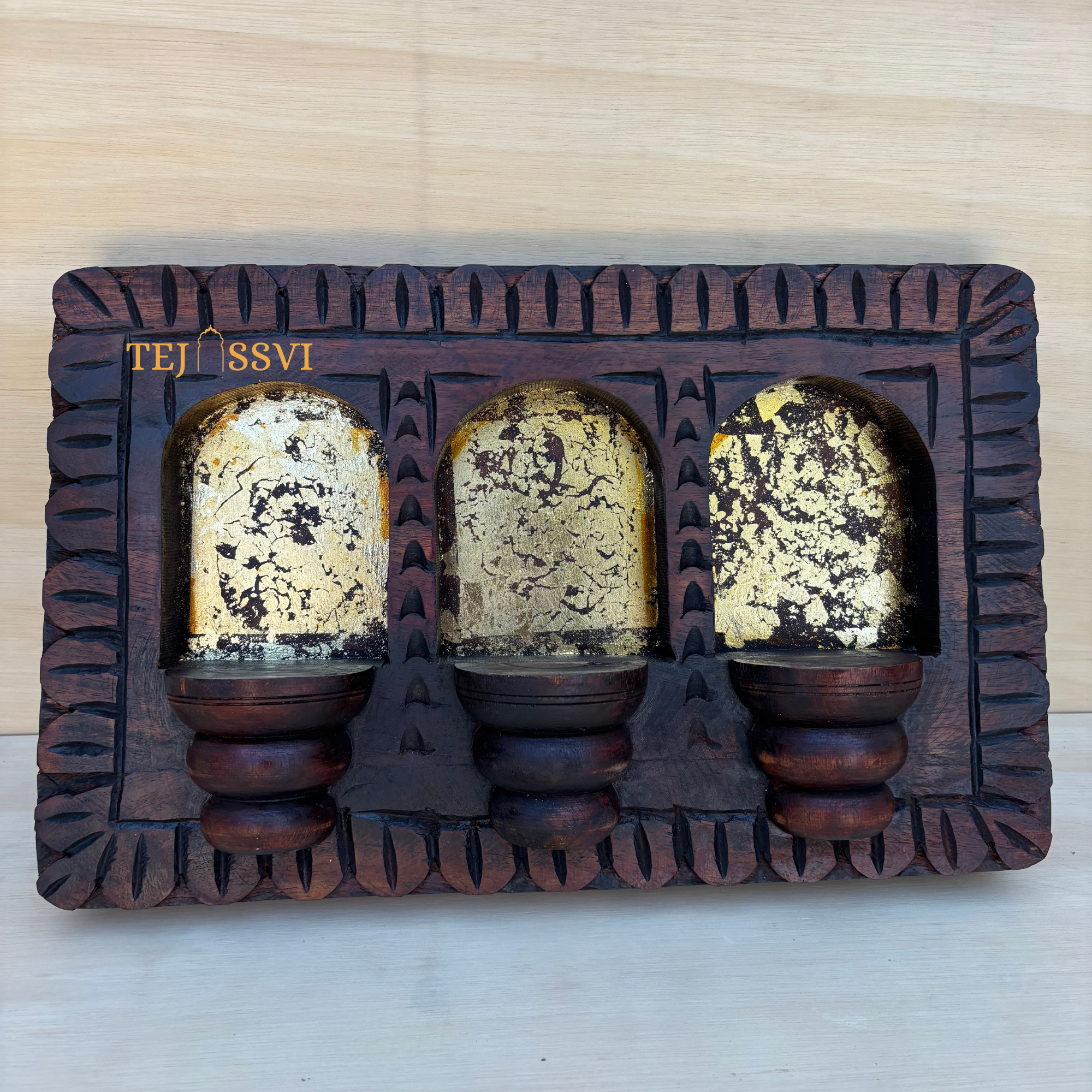 Handmade Rajasthani Jharokha Wall Art: Carved Wood Décor / Wooden Rajasthani Jharokha Wall Décor Frame .