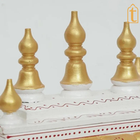 Handcrafted Wooden Pooja Room Temple: , White & Gold Embossed