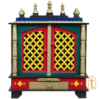 Handcrafted Wooden Pooja Mandir With Drawers Home Temple White Brown Finish