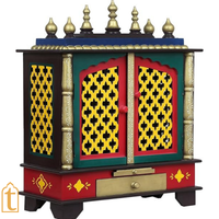 Handcrafted Wooden Pooja Mandir With Drawers Home Temple White Brown Finish
