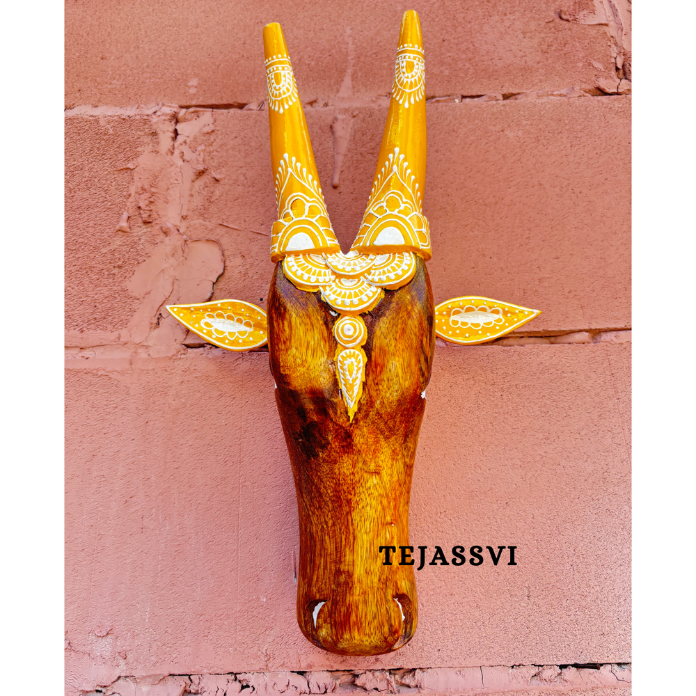 Wooden Cow Head | Bull | Nandi Head Mask Wall Décor. Wooden Wall Hanging. Ethnic Indian Art Best Minimalist Gift Idea for Christmas/Diwali