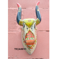 Wooden Carving Bull Head | Bull | Nandi Head Mask Wall Décor. Wall Hanging. Ethnic Indian Art Best Minimalist Gift Idea for Christmas/Diwali