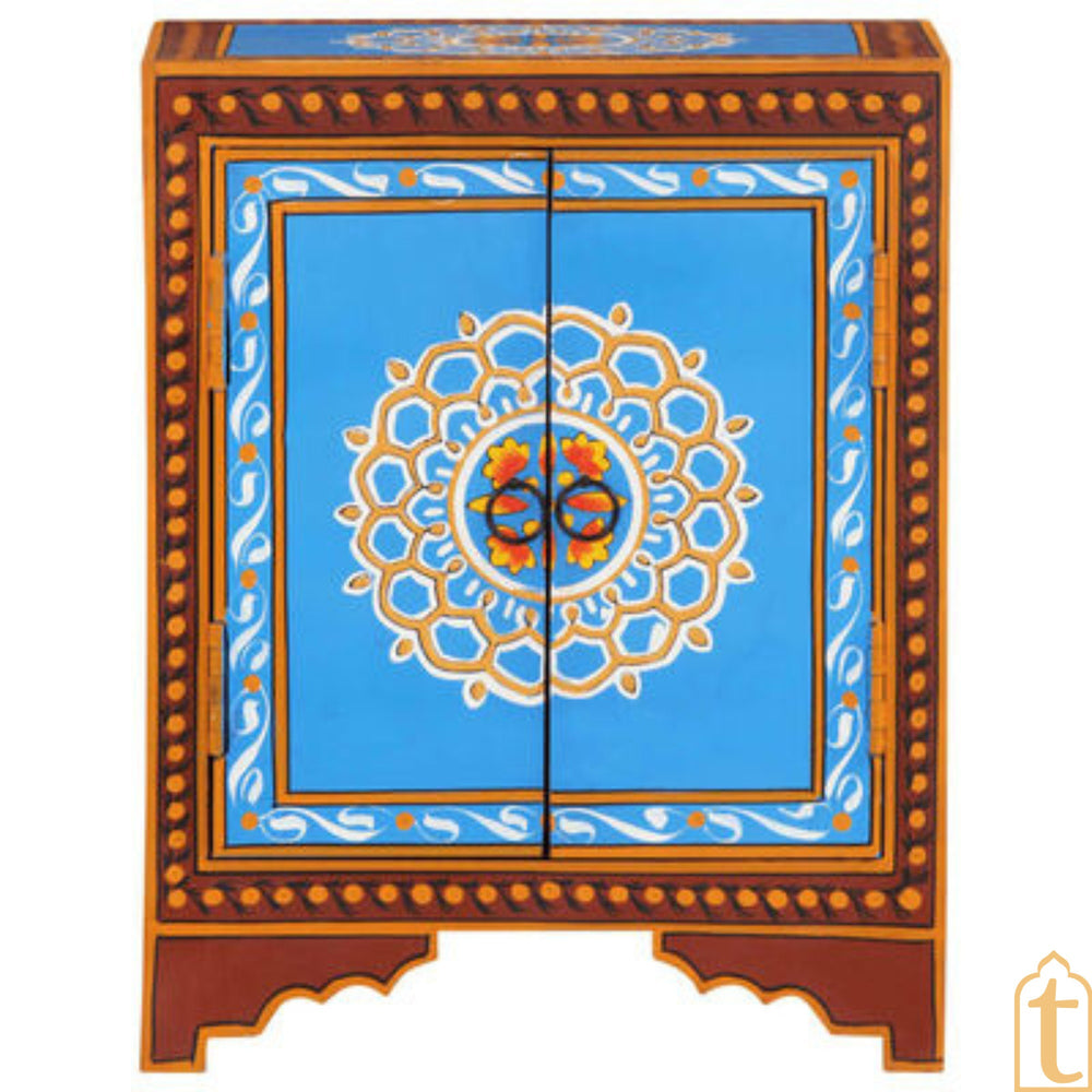 Handmade Painted Bedside Table / Bedside Cabinet with Hand Painting / Bedside Cupboard / Indian Painted Bedside Cabinet / Painted Bedside.