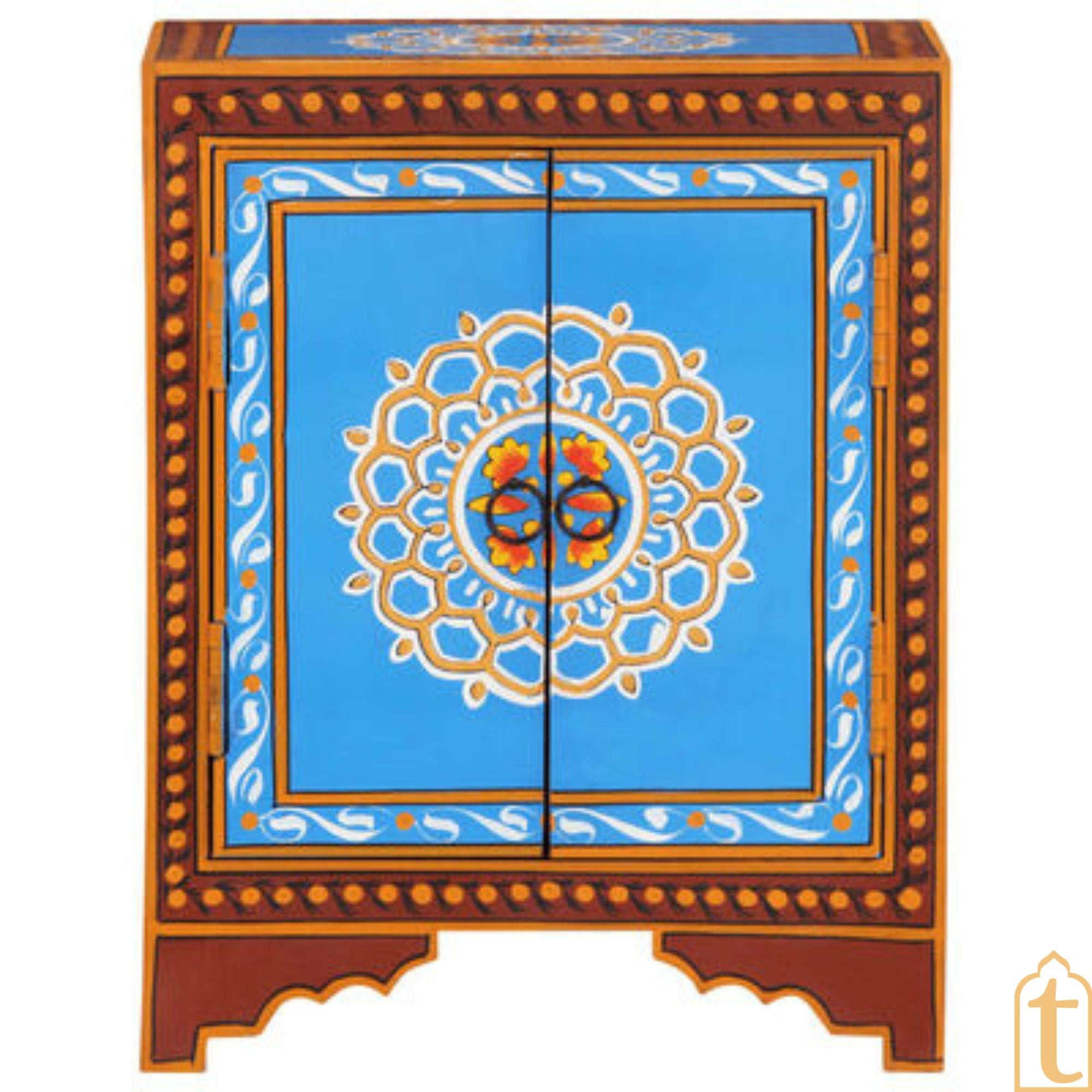 Handmade Painted Bedside Table / Bedside Cabinet with Hand Painting / Bedside Cupboard / Indian Painted Bedside Cabinet / Painted Bedside.