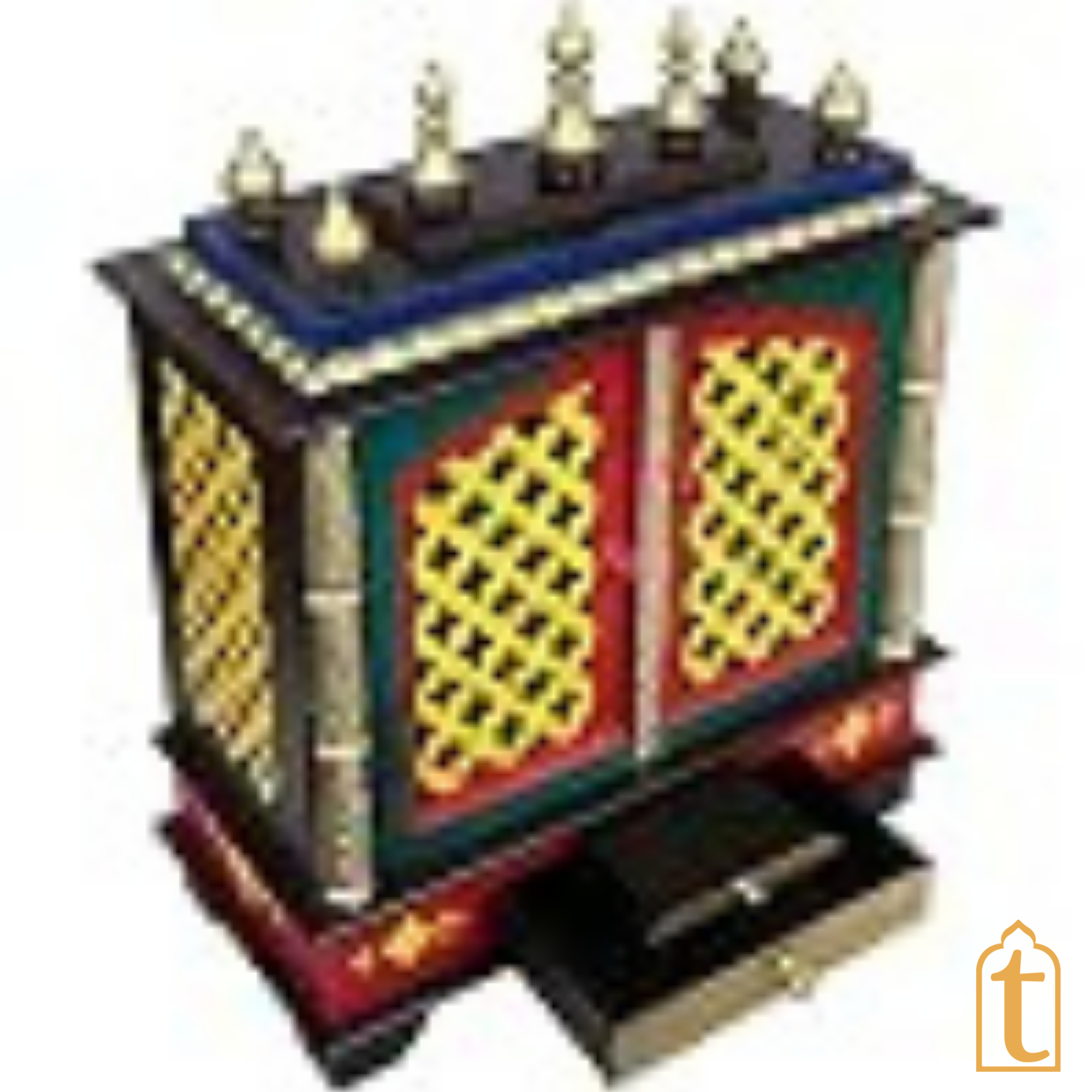 Handcrafted Wooden Pooja Mandir With Drawers Home Temple White Brown Finish