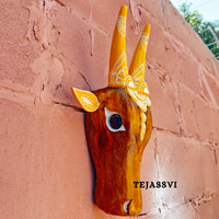 Wooden Cow Head | Bull | Nandi Head Mask Wall Décor. Wooden Wall Hanging. Ethnic Indian Art Best Minimalist Gift Idea for Christmas/Diwali