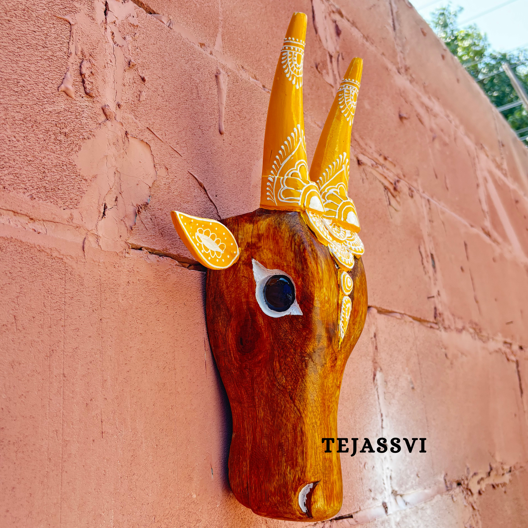 Wooden Cow Head | Bull | Nandi Head Mask Wall Décor. Wooden Wall Hanging. Ethnic Indian Art Best Minimalist Gift Idea for Christmas/Diwali