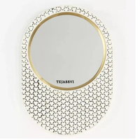 Bone Inlay Geometric Pattern Wall Hanging Mirror and Wall Décor Stylish Mirror