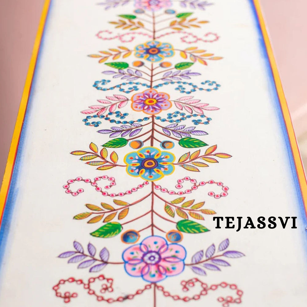 Hand-painted Bedside Wooden Table in Rajasthani Artistry with Uniquely Designed Beautiful / Side Table / Indian Flower Stand Table / Nightstand.