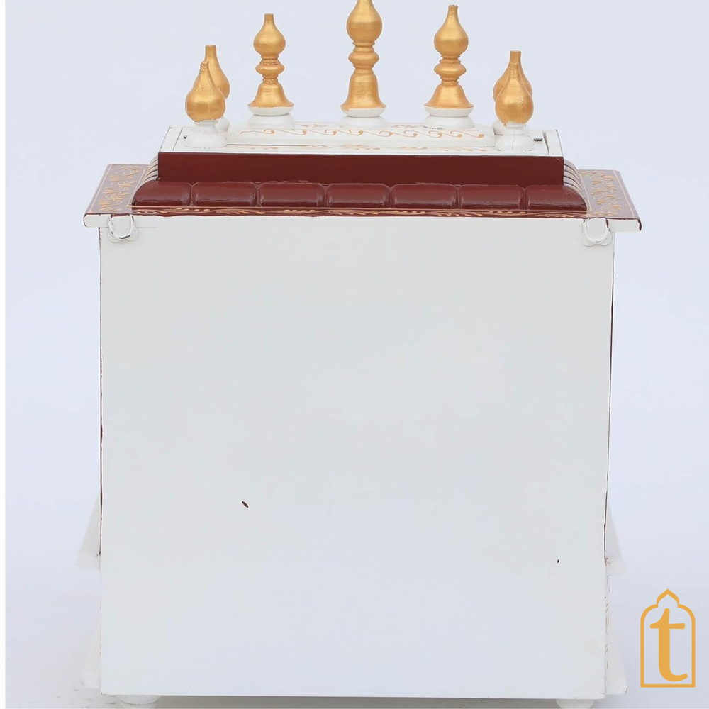 Handcrafted Wooden Temple Mandir White And Red Pooja Ghar