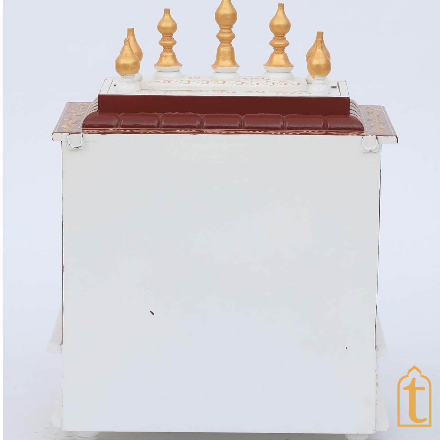 Handcrafted Wooden Temple Mandir White And Red Pooja Ghar