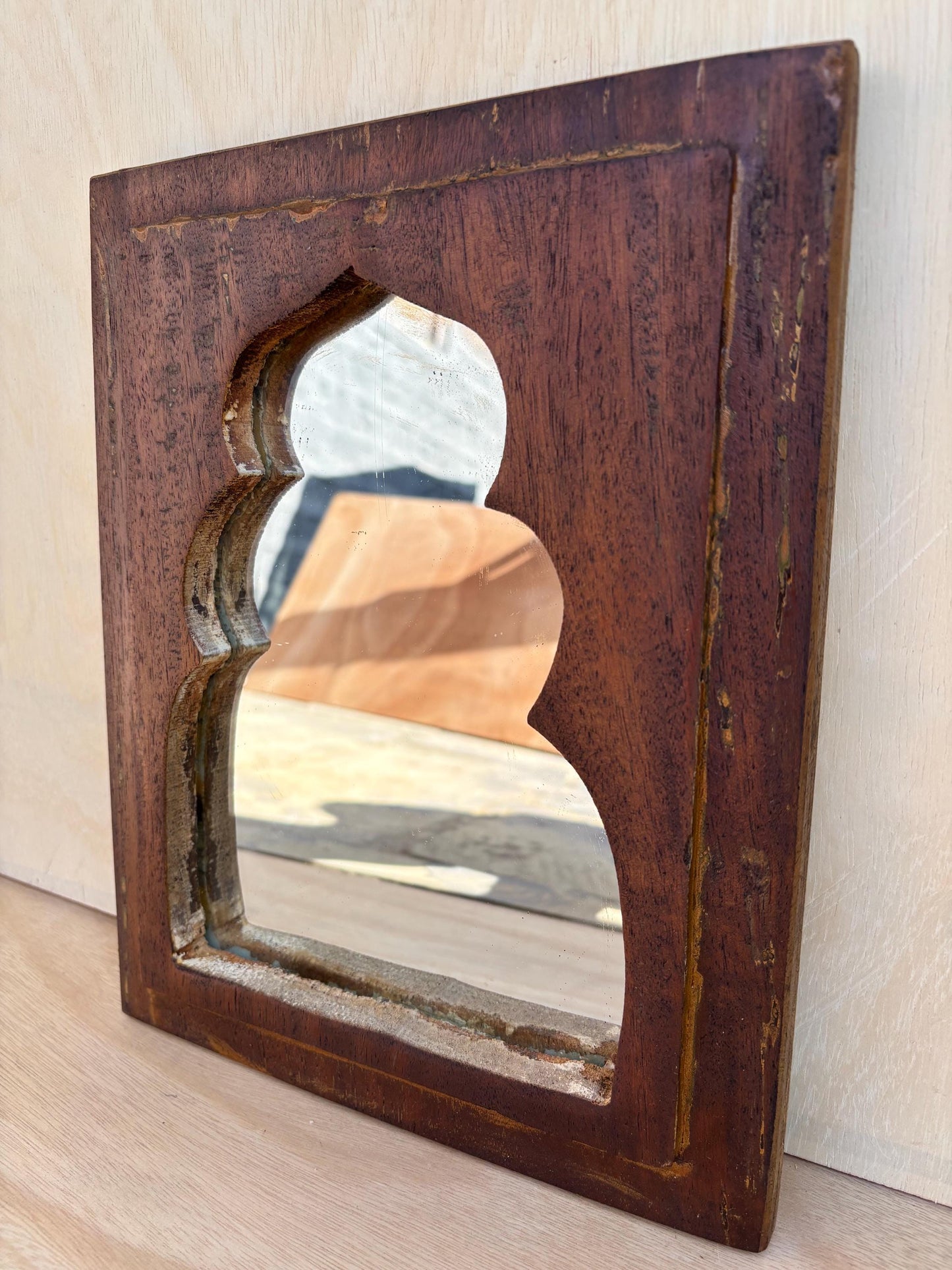 antique wooden mirror wall hanging for decoration.