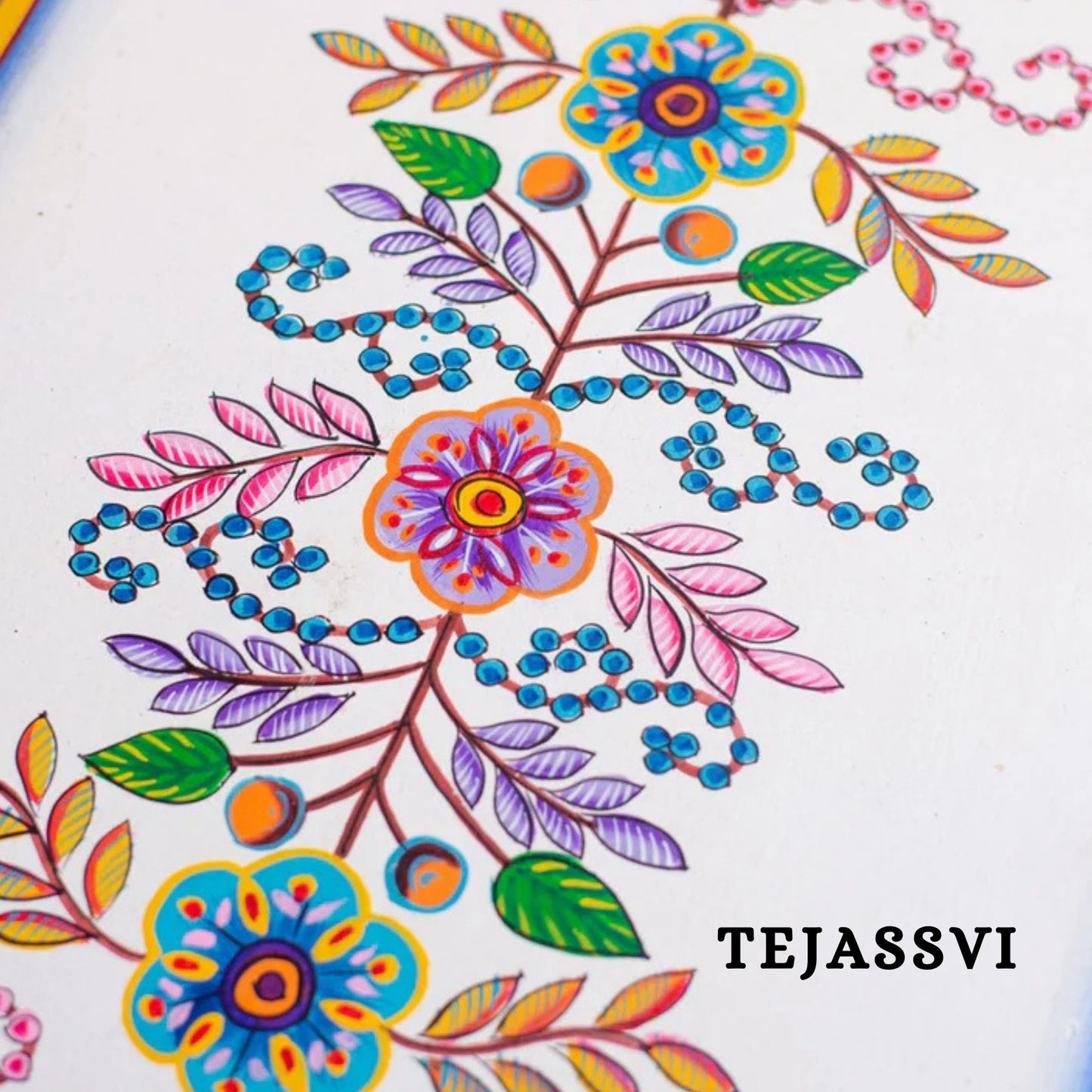 Hand-painted Bedside Wooden Table in Rajasthani Artistry with Uniquely Designed Beautiful / Side Table / Indian Flower Stand Table / Nightstand.