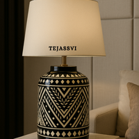 Wooden Bone Inlay Lamp for Bedroom / Bone Inlay Bed Room Lamp / Bedroom Décor Lamp / Handmade Inlay Table Lamp Home Decor Accent Light