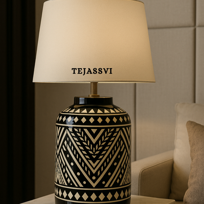 Wooden Bone Inlay Lamp for Bedroom / Bone Inlay Bed Room Lamp / Bedroom Décor Lamp / Handmade Inlay Table Lamp Home Decor Accent Light