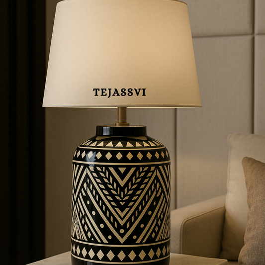 Wooden Bone Inlay Lamp for Bedroom / Bone Inlay Bed Room Lamp / Bedroom Décor Lamp / Handmade Inlay Table Lamp Home Decor Accent Light