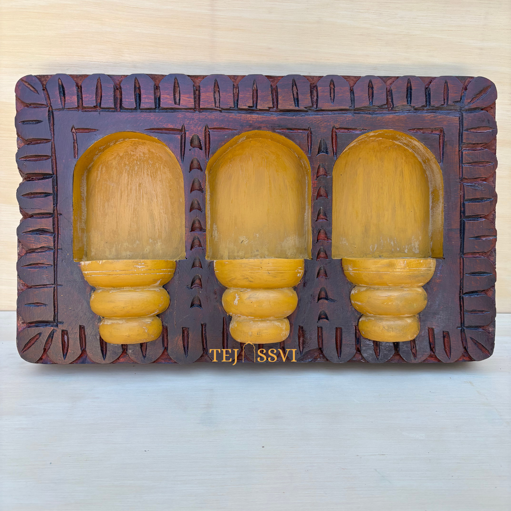 Handmade Rajasthani Jharokha Wall Art: Carved Wood Décor / Wooden Rajasthani Jharokha Wall Décor Frame .