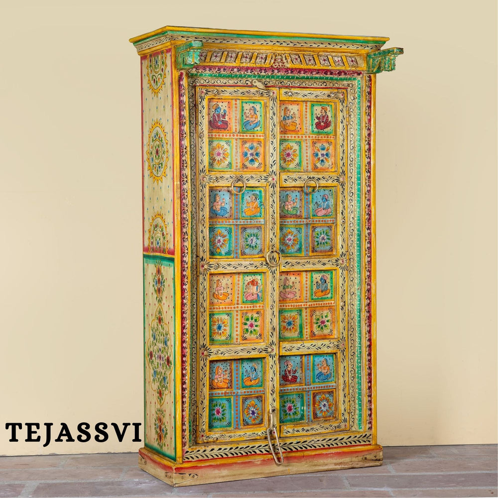 Wooden Hand Painted  Wardrobe / Wooden Cabinet / Storage Side Boards / Hand made / Wooden Big Cabinet, Living Room Furniture, Fine Panting.