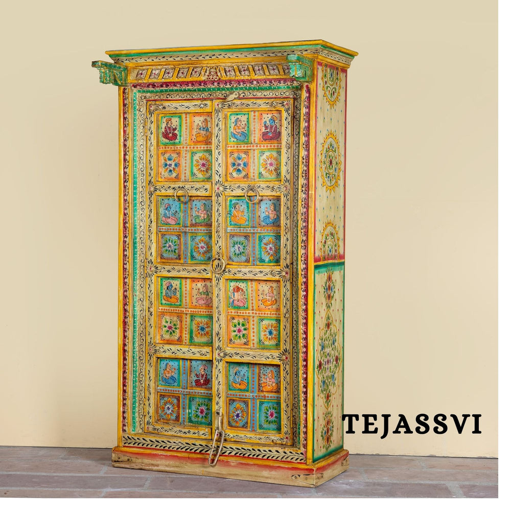 Wooden Hand Painted  Wardrobe / Wooden Cabinet / Storage Side Boards / Hand made / Wooden Big Cabinet, Living Room Furniture, Fine Panting.