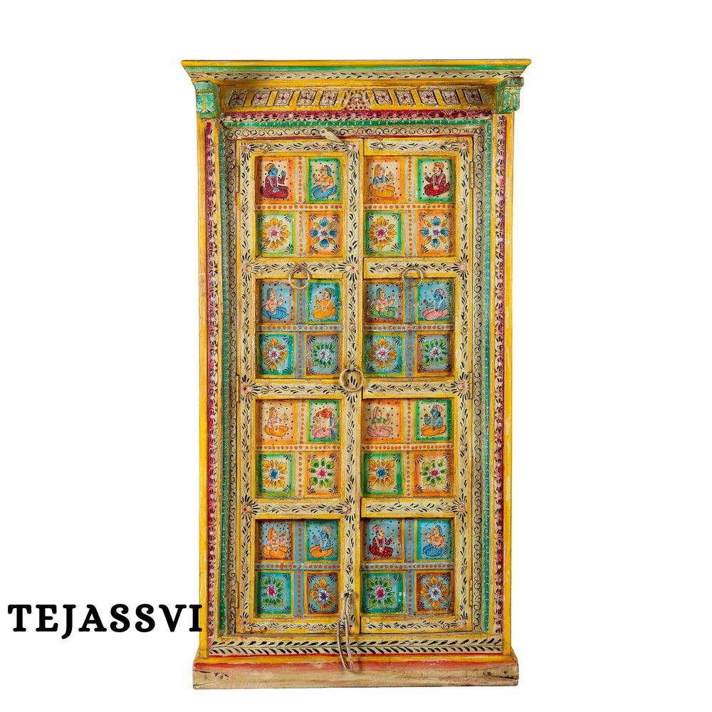 Wooden Hand Painted  Wardrobe / Wooden Cabinet / Storage Side Boards / Hand made / Wooden Big Cabinet, Living Room Furniture, Fine Panting.