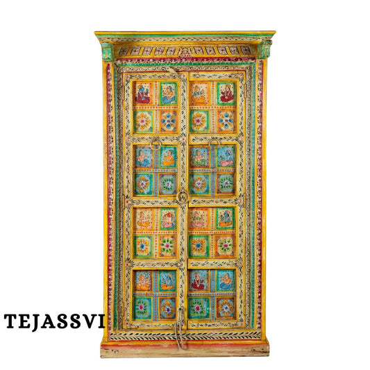 Wooden Hand Painted  Wardrobe / Wooden Cabinet / Storage Side Boards / Hand made / Wooden Big Cabinet, Living Room Furniture, Fine Panting.