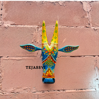 Wooden Painted Cow Head 15 Inches| Bull | Nandi Head Mask Wall Décor. Wooden Wall Hanging. Ethnic Indian Art.