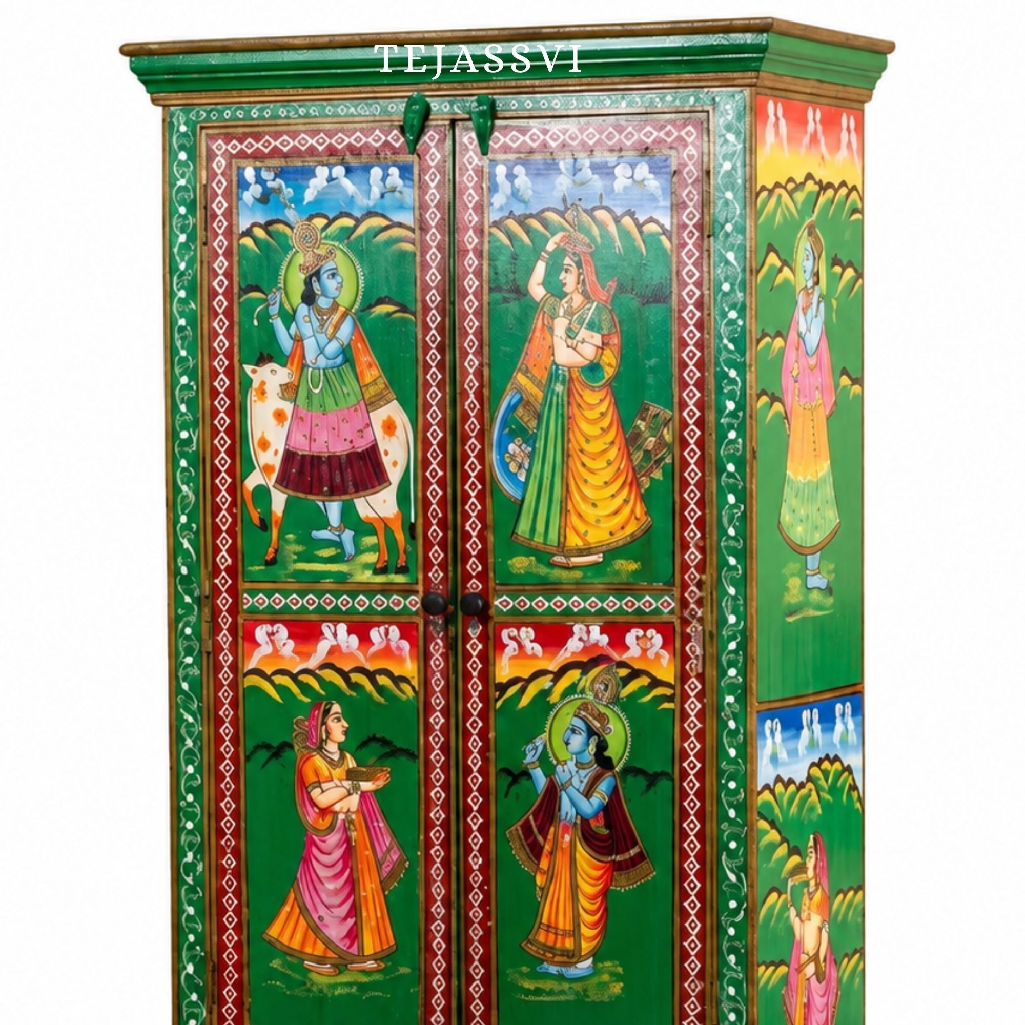 Wooden Hand Painted  Sideboard / Wooden Cabinet / Storage Side Boards / Hand made / Wooden Big Cabinet, Living Room Furniture, Fine Panting.