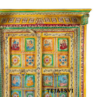 Wooden Hand Painted  Wardrobe / Wooden Cabinet / Storage Side Boards / Hand made / Wooden Big Cabinet, Living Room Furniture, Fine Panting.