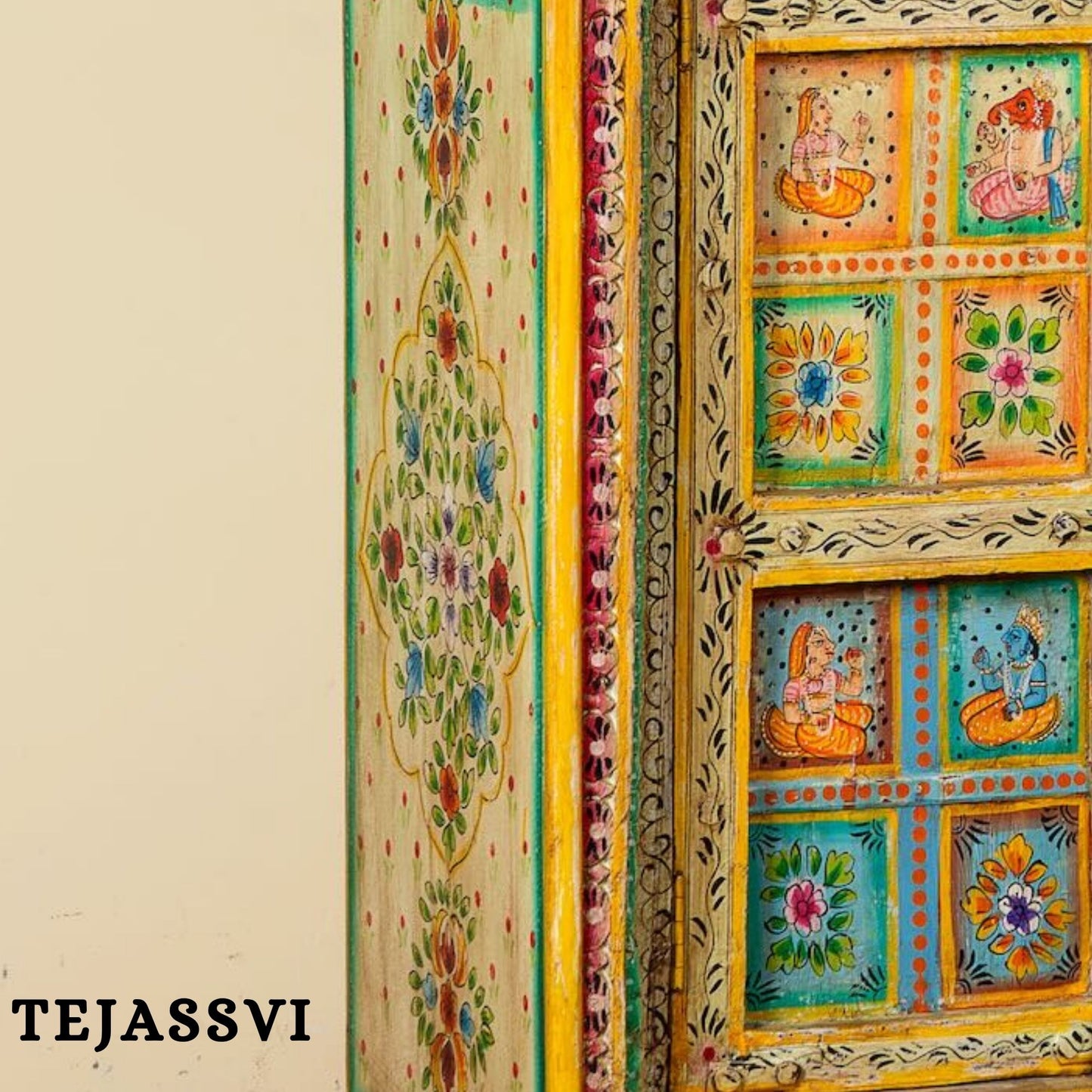 Wooden Hand Painted  Wardrobe / Wooden Cabinet / Storage Side Boards / Hand made / Wooden Big Cabinet, Living Room Furniture, Fine Panting.