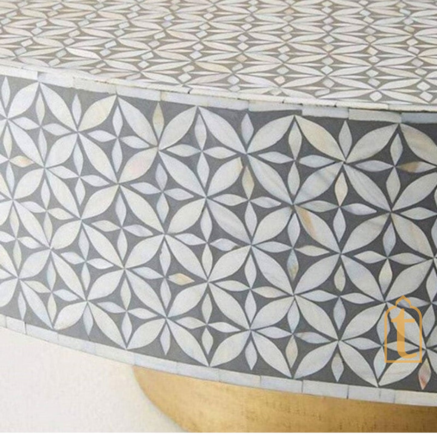 Handmade Wooden Modern Pattern Bone Inlay Coffee Table/Center Table/Bone Inlay Wooden Coffee Table Furniture/Floral design Center table.